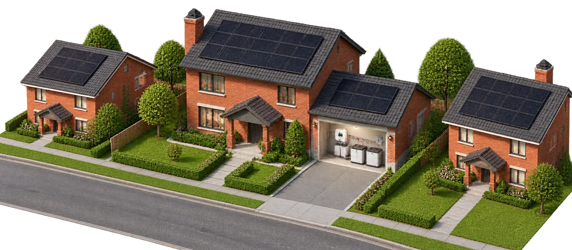 Solar panels installed in rows